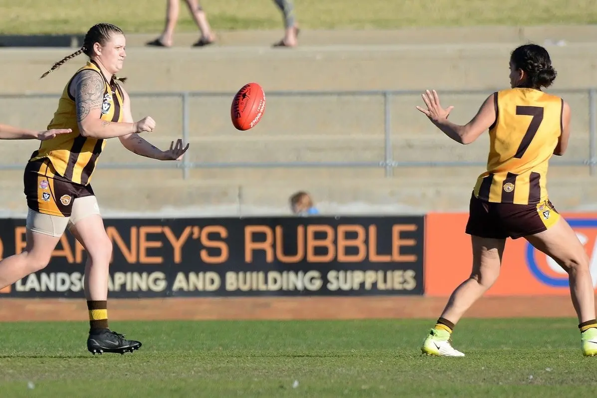 REPRESENT: Chloe Kungl (left) and Kaea Tua are two of 10 Wangaratta Rovers female footballers involved in this weekend\\'s interleague fixture. PHOTO: Kev McGennan