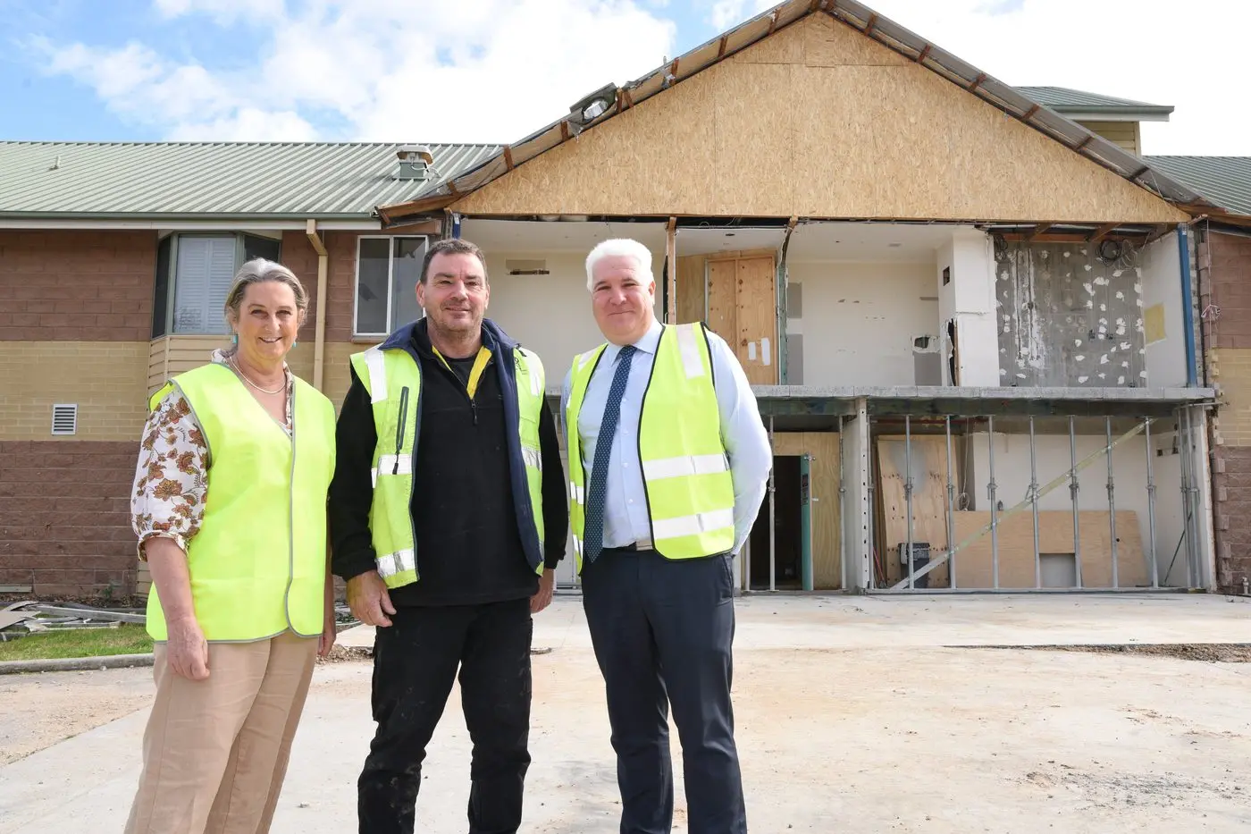 ALL HAPPENING: St Catherine\\'s care manager Heila Brooks, Rob Humphreys from builder R&R Quality Homes and Commercial Constructions, and St Catherine\\'s chief executive officer Adrian Johnstone in front of the works happening at St Catherine\\'s. PHOTO: Kurt Hickling