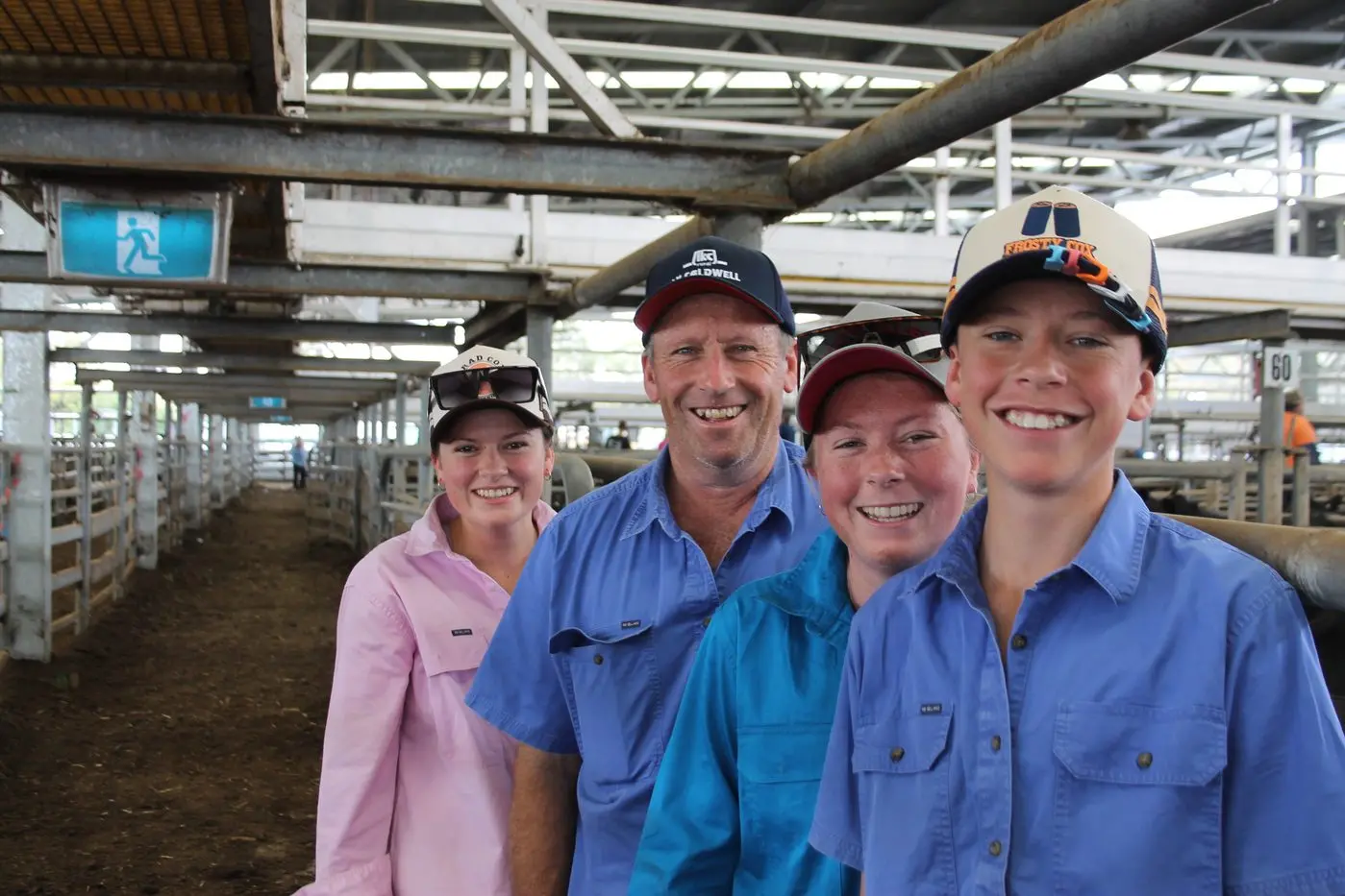 HAVING A LOOK: Moyhu locals Emma (left), Mark, Jorja and Josh Duffy visited the Wangaratta Livestock Exchange on Tuesday to take a glimpse of the quality offering of Angus cattle. PHOTOS: Bailey Zimmermann