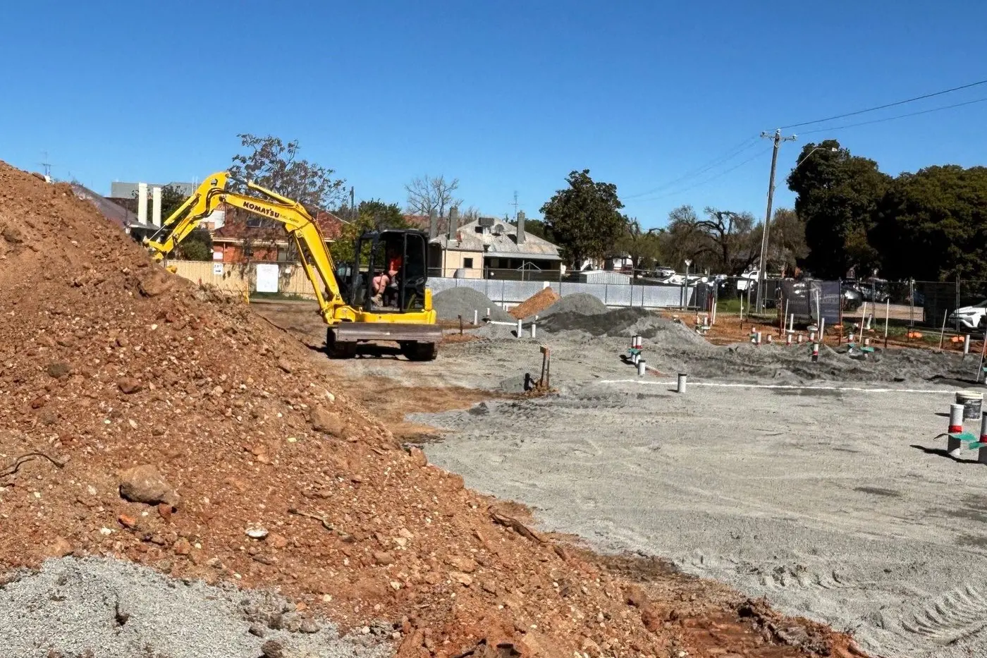 AND IT BEGINS: Construction works begin in earnest today, with the pouring of the first slab for new new staff accommodation dwellings for Northeast Health Wangaratta.