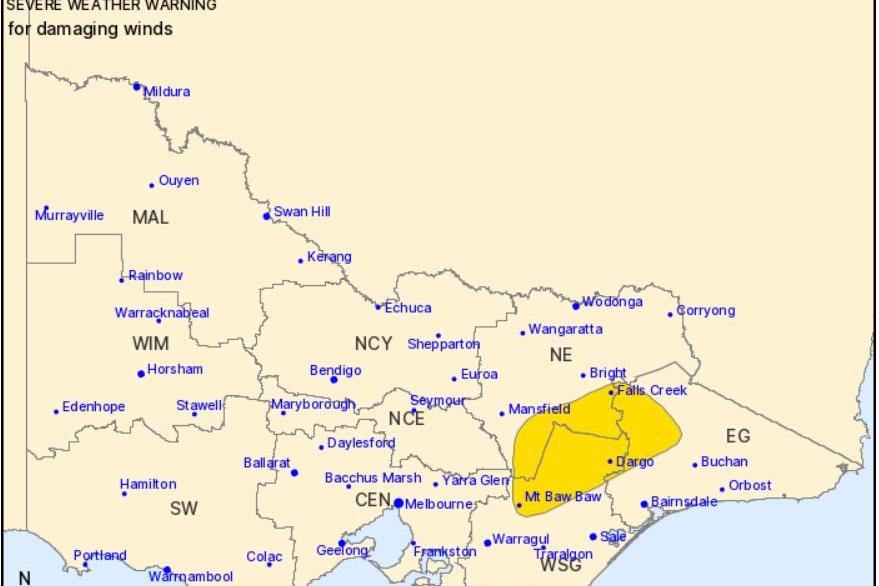 Damaging winds forecast in high country