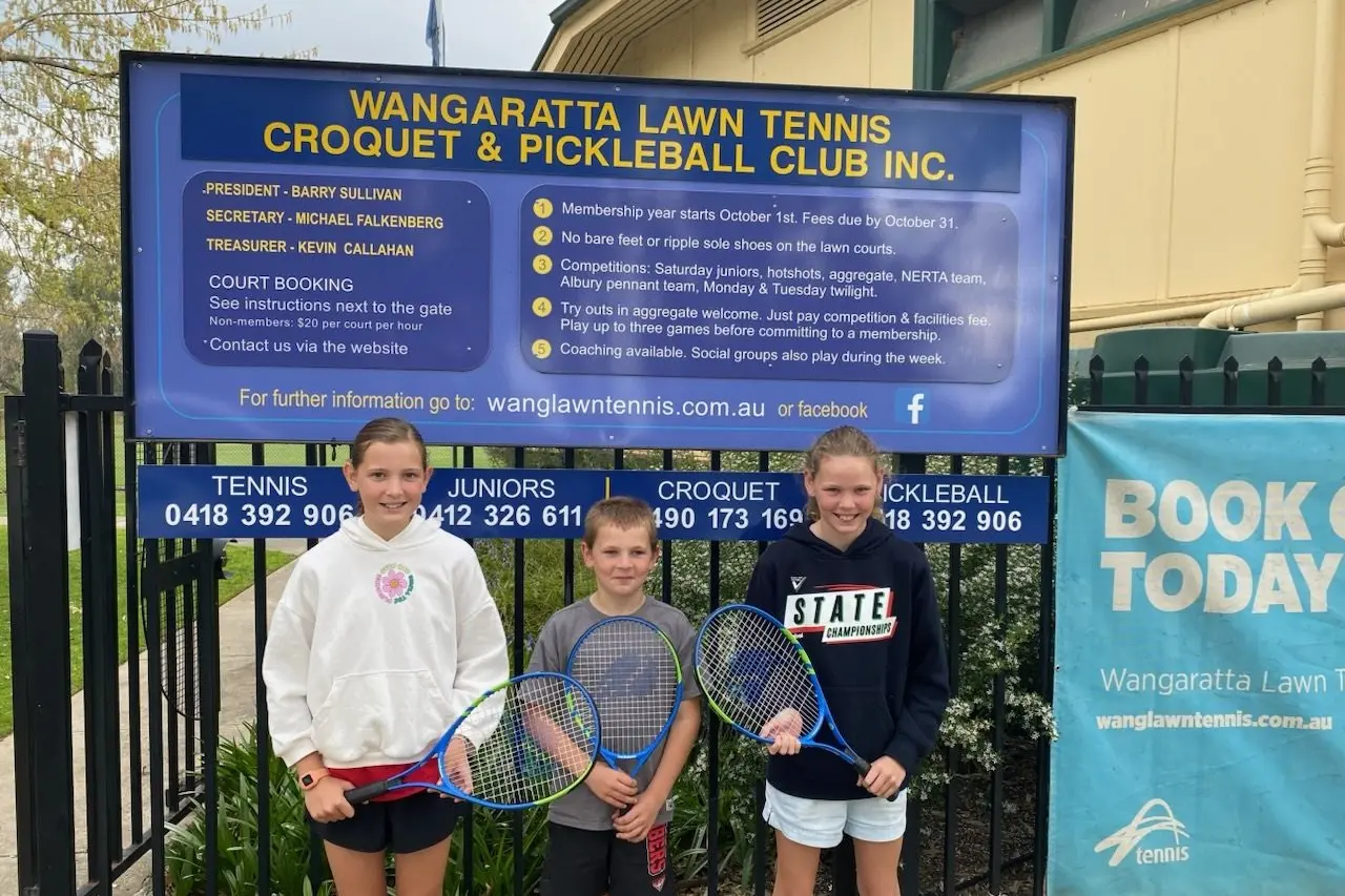 READY TO SERVE: WLTCP juniors (from left) Zoe, Billy and Lola Flynn can\\'t wait for the start of the tennis season.