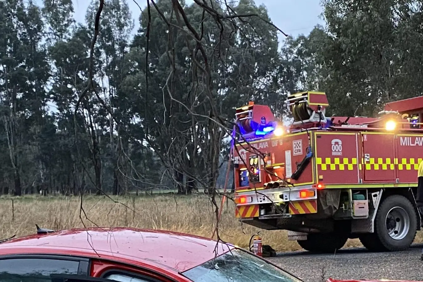 ON SCENE: Emergency services attended to a single vehicle crash on Milawa-Tarrawingee Road around 5:30am Saturday morning. PHOTO: Milawa CFA
