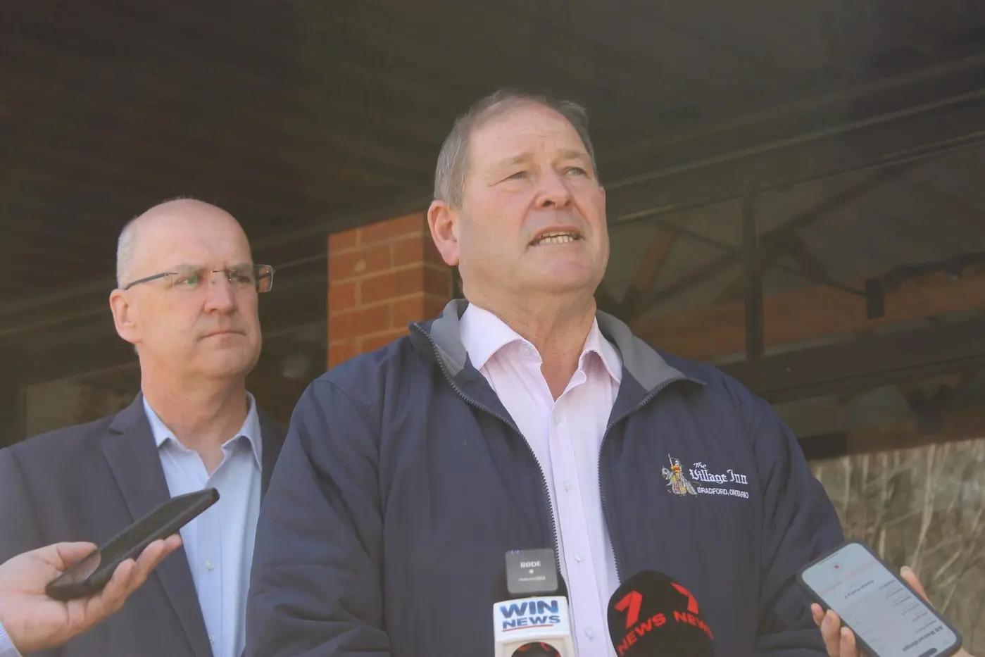 FINANCIAL FLEXIBILITY: Leader of the Nationals, Danny O\\'Brien (left) joined local MP Tim McCurdy as they toured the Porepunkah area to speak with affected businesses last week. PHOTOS: Phoebe Morgan