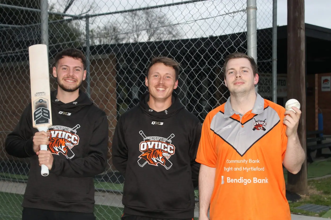 READY TO ROAR: OVUCC A grade captain Seamus Phillips (right) with English signings Joel Jordan and Joe Monk ahead of the season\\'s start this weekend. PHOTO: Phoebe Morgan