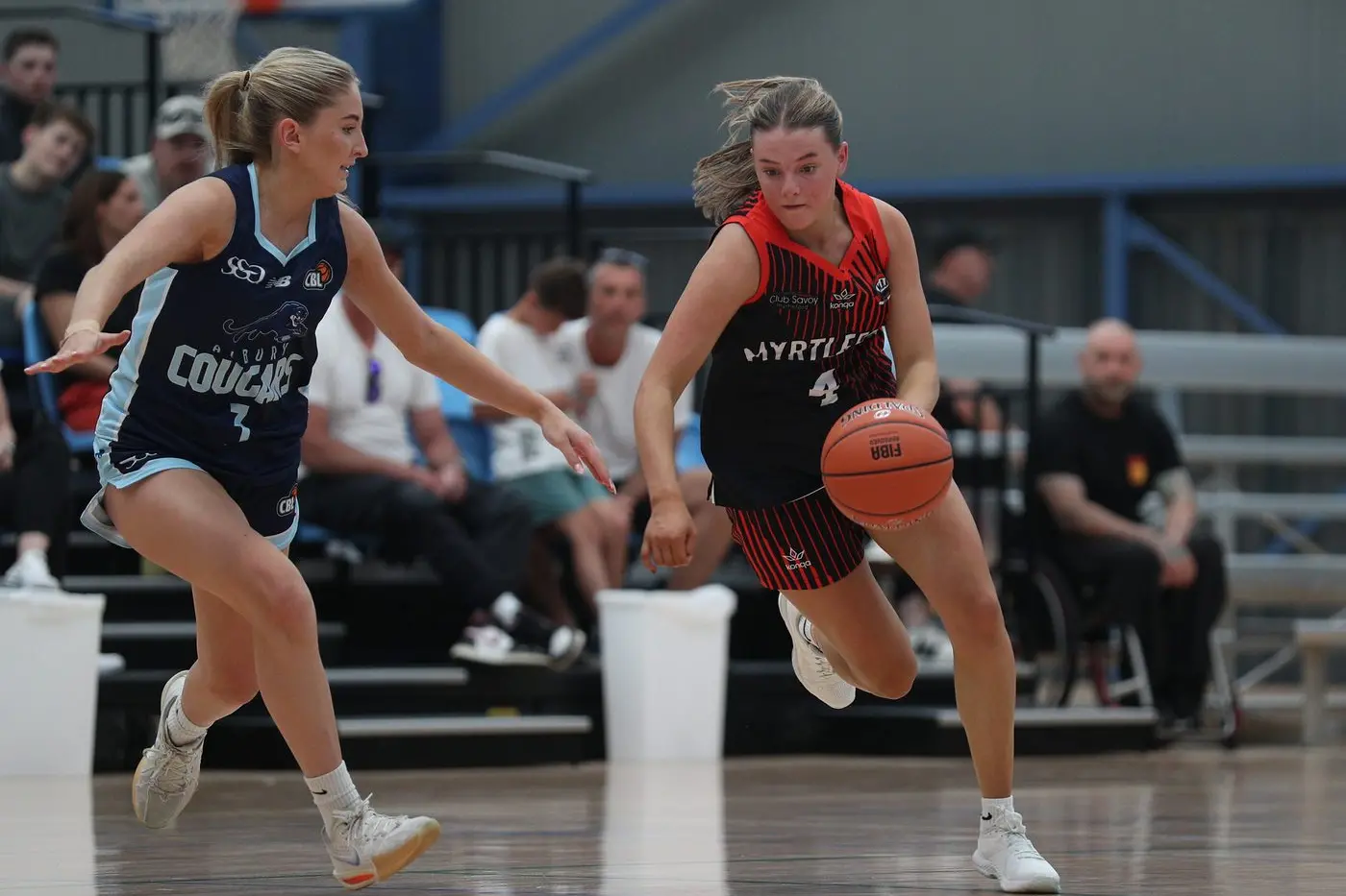 FAST BREAK: Evie Hughes charges down the court in the Saints narrow loss to Albury on Sunday. PHOTOS: Melissa Beattie