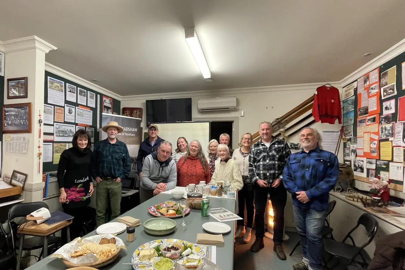 PIONEER POW WOW: (from left) HHS president Robyn Downey, guest speaker Stephen Whiteside, David Blackman, Trevor Castricum, Julie Torr, HHS Secretary Roz McLean, Pat Morrisey, Clare and Mark Lovegrove, Lyn, Neville and Russell Marshall all gathered to learn about local pioneer, Pearl Bradshaw. PHOTOS: HHS.