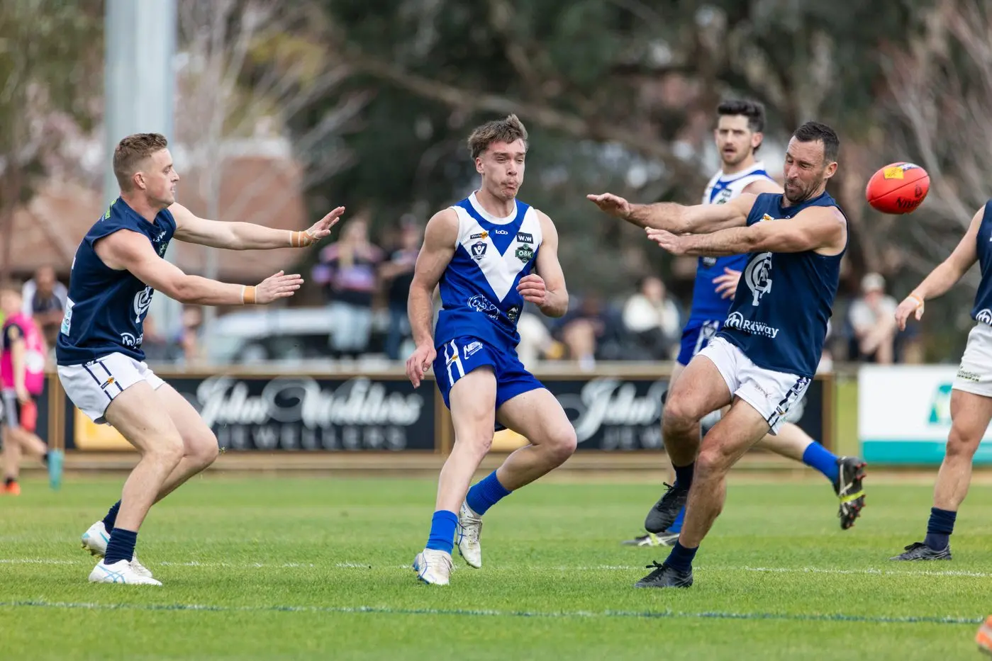 DRILLED: Cy Banks lowers his eyes going inside forward 50.