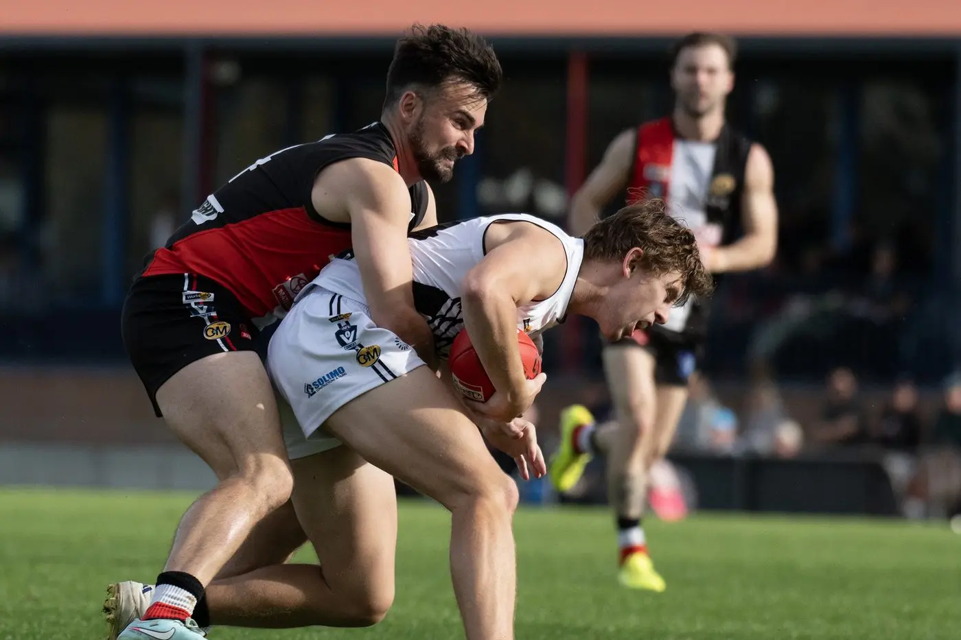 CRUNCH: Brody Ricardi lays a brutal tackle. 