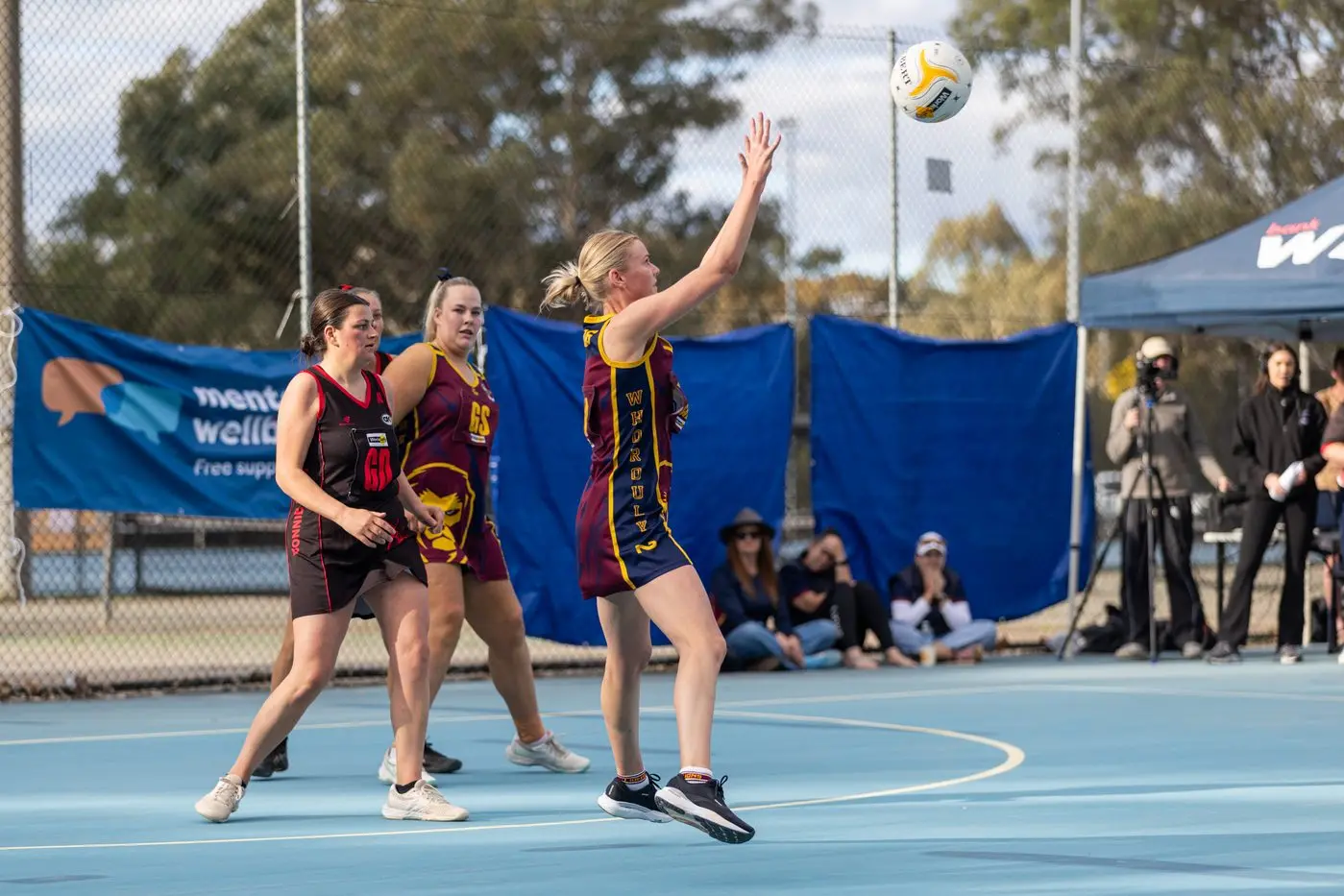 BUILDING: Katie Ivone takes the ball just outside the shooting ring. 