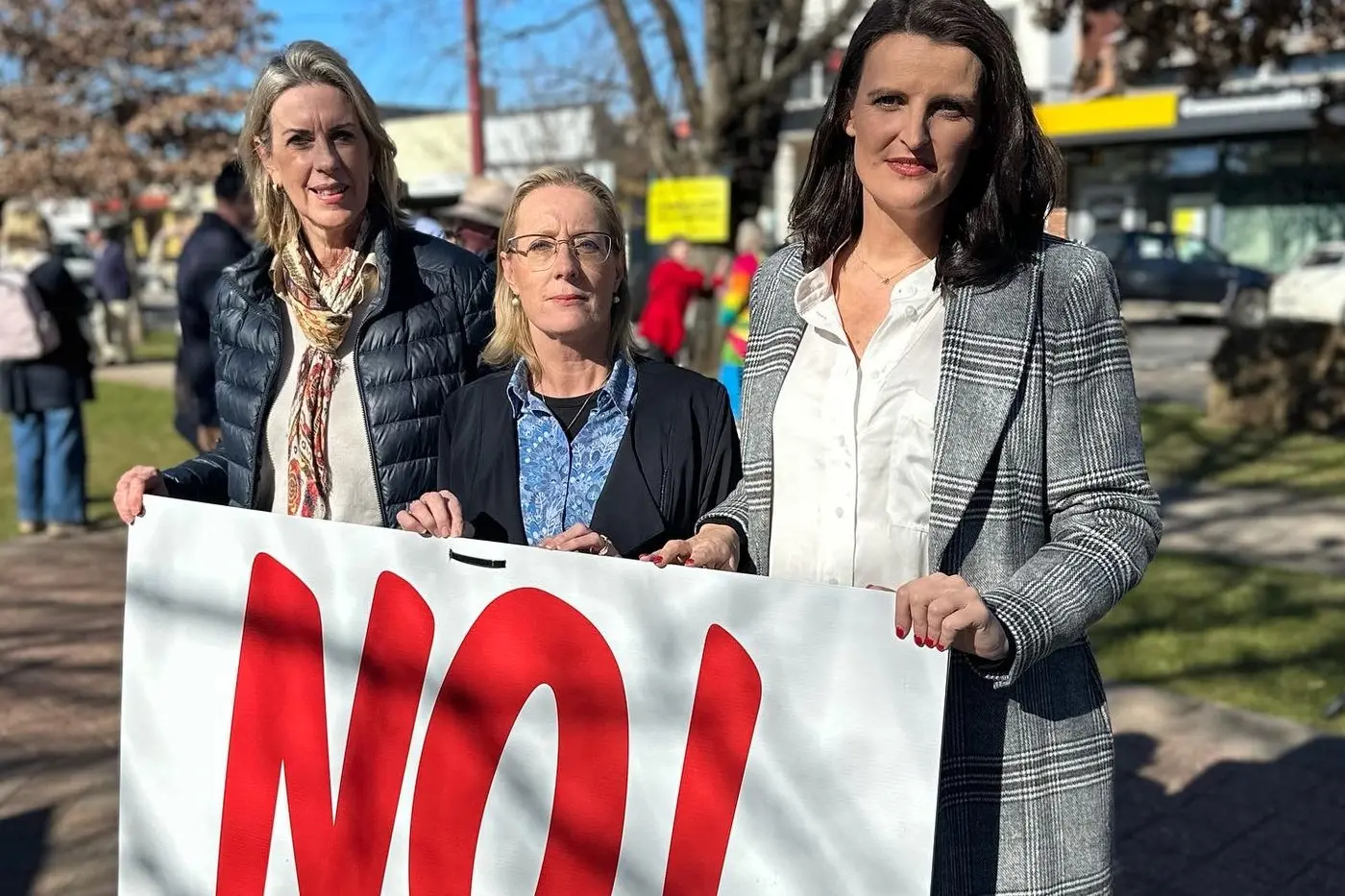 HANDS OFF OUR HOSPITALS: WHOLE-OF-LIFE-CARE: Shadow health minister Georgie Crozier, Eildon MP McCleish, and Euroa MP Annabelle Cleeland say regional hospitals should not be amalgamated simply to meet budget savings.