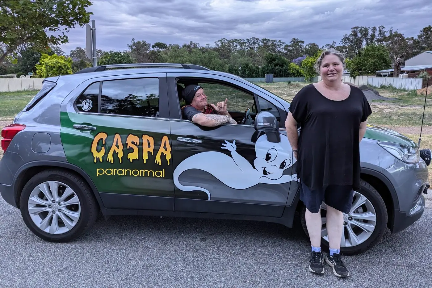 WHO YOU GONNA CALL?: Shepparton paranormal investigator Clive Wooley of CASPA in Euroa recently with local resident Amanda Watkins. PHOTO: Darren Chaitman