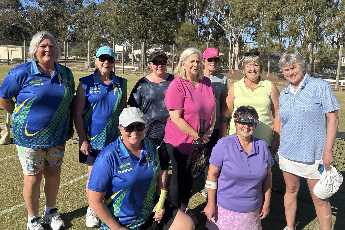 TEAMING UP: Delatite and Creighton\\u2019s Creek players Deb Mims, Karyn Fraser, Jo O\\u2019Brien, Lyn Johnson, Loretta Armitage, Chris Ellis, and Sue Vaughan, with Carolyn Murray and Deb Seach kneeling in front. PHOTO: RUTH NOLAN