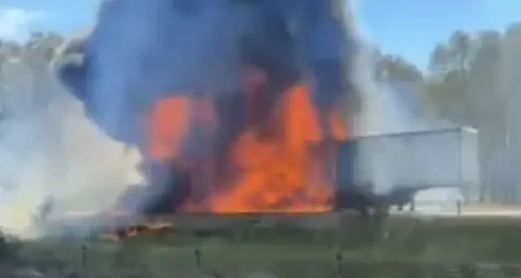 Hazmat truck fire closes Hume, destroys vehicle