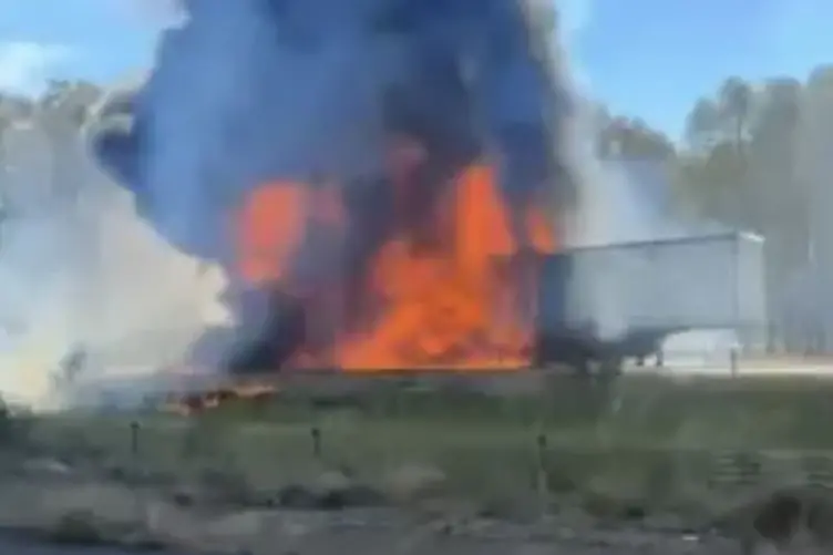 HUME BLOCKED: Emergency crews attended a large truck fire at Baddaginnie on Thursday.