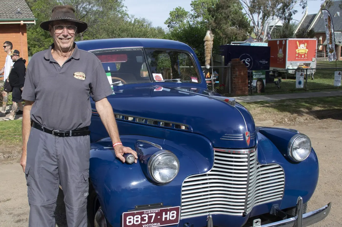A POPULAR AMERICAN: Gerry Kleyn-Hesseline came from Murchinson to exhibit his 1940 Chevrolet Ridemaster Deluxe. PHOTOS: Dale Mann
