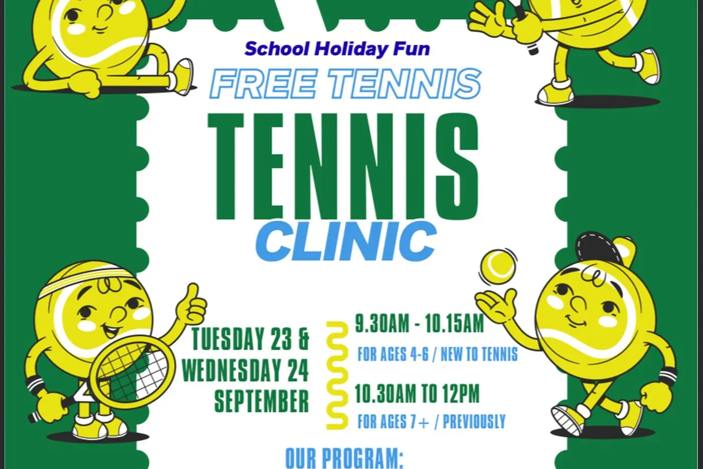 FREE CLINIC: Benalla and district tennis competition will be running holiday programs.