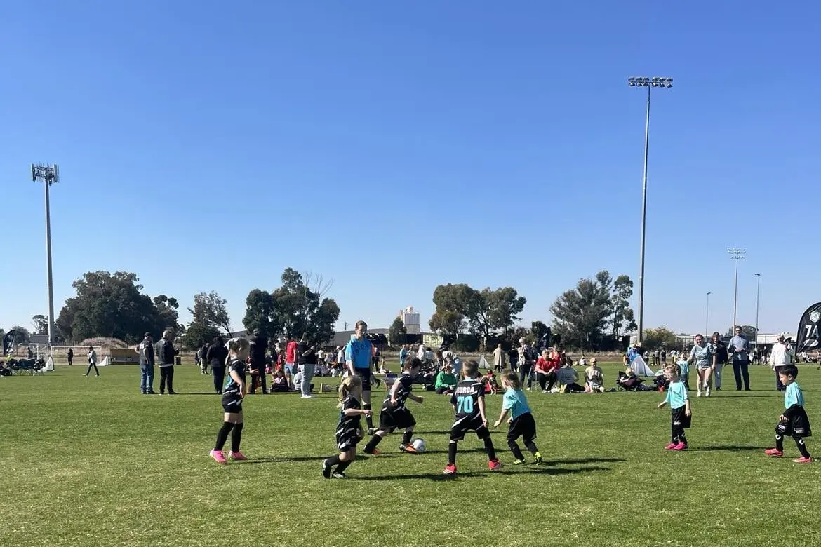 ON THE MOVE: Euroa drives forward through the midfield, pressing the attack.