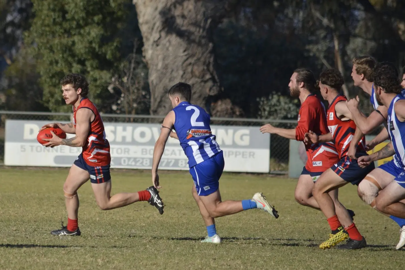 BREAKING FREE: Longwood midfielder George Chamouras gets a clear run out from the centre in the second term to set up one of Longwood\\'s five goals for that quarter. PHOTOS: Andy Wilson