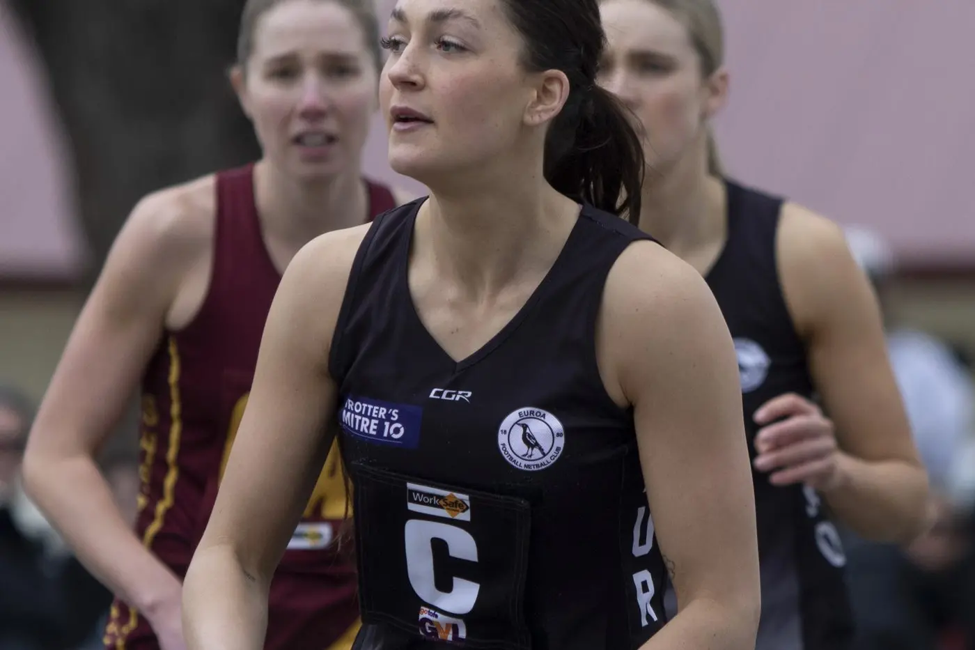 SCANNING COURT: Hollie Reed looks for options up court. 