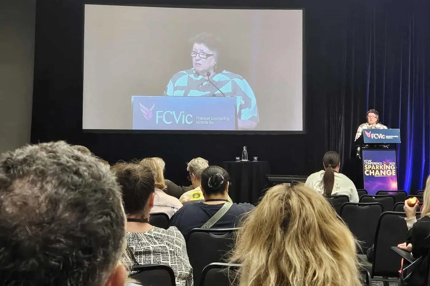 MC: Mansfield senior financial counsellor was well equipped to oversee proceedings at the recent state conference for her sector. PHOTOS: Supplied