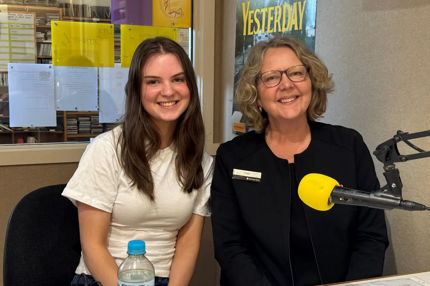 MAKING A DIFFERENCE: Phoebe Scott and Clare Ridler chatting on Mansfield Radio and about the Community Bank Mansfield and District\\'s scholarship program.
