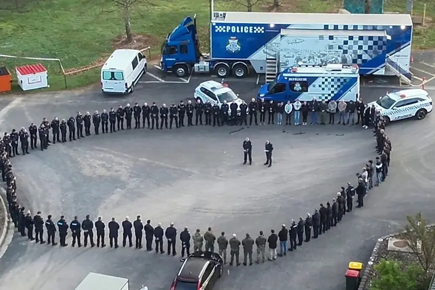 REMEMBERING FALLEN OFFICERS: Victoria Police officers at Ovens\\u2019 command centre gathered to commemorate National Police Remembrance Day on Monday. PHOTO: Victoria Police