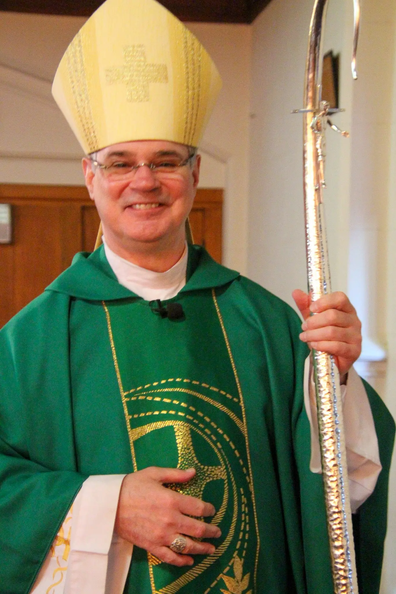 PILGRIM: Catholic Archbishop of the Melbourne Archdiocese, Peter Comensoli presided over mass at the Mansfield Catholic Church over the weekend. PHOTOS: Lynn Elder