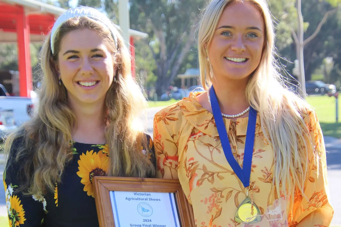 LOCALS ON SHOW: Jess Andrews was runner up in the VAS junior ambassador group finals at Seymour and Nicci Teitge will represent the Mansfield A&P Society in the rural ambassador at the Melbourne Royal Show state finals. \\nPHOTO: Lynn Elder 