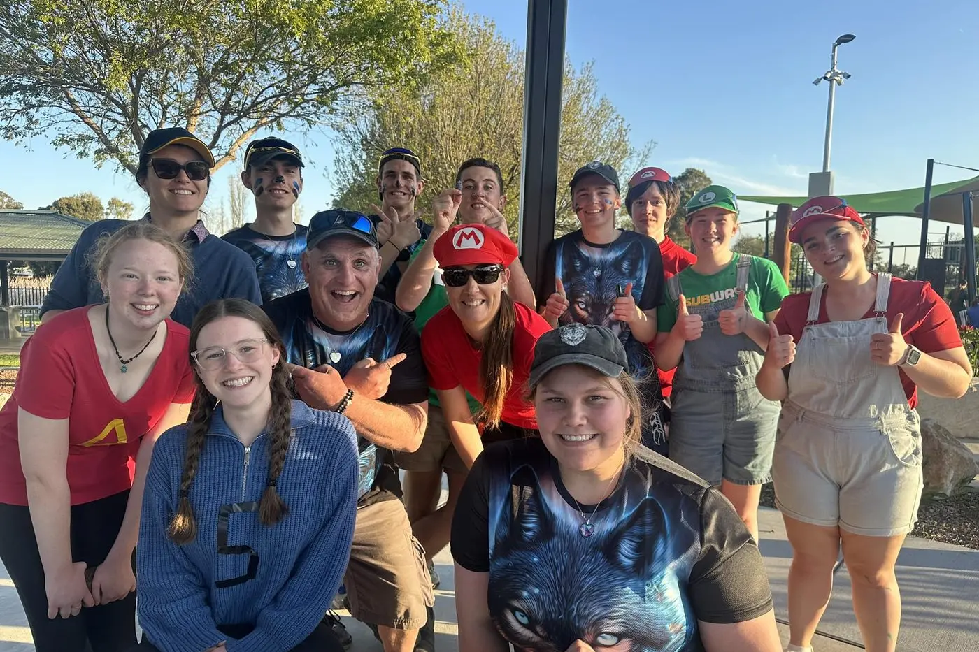Year 12 students participated in the Amazing Race. (Front) Matilda Wilson, Lily McCormick.\\n(Middle) Abigail Heard, Dan Fredericks, Kristen Temessl.\\n(Back) Ronel van Wyk, Xavier McDonald, Thomas Fredericks, Marcus Moss, Mitchell Unger, Jesse Cartwright, Georgina Greenland, Isobelle Moss.