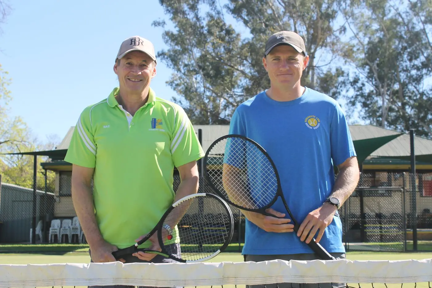 NEW MAN IN CHARGE: Sam Allen (right) will take over from Barry Sullivan (left) as president of the Wangaratta Lawn Tennis, Croquet and Pickleball Club. PHOTOS: Nathan de Vries