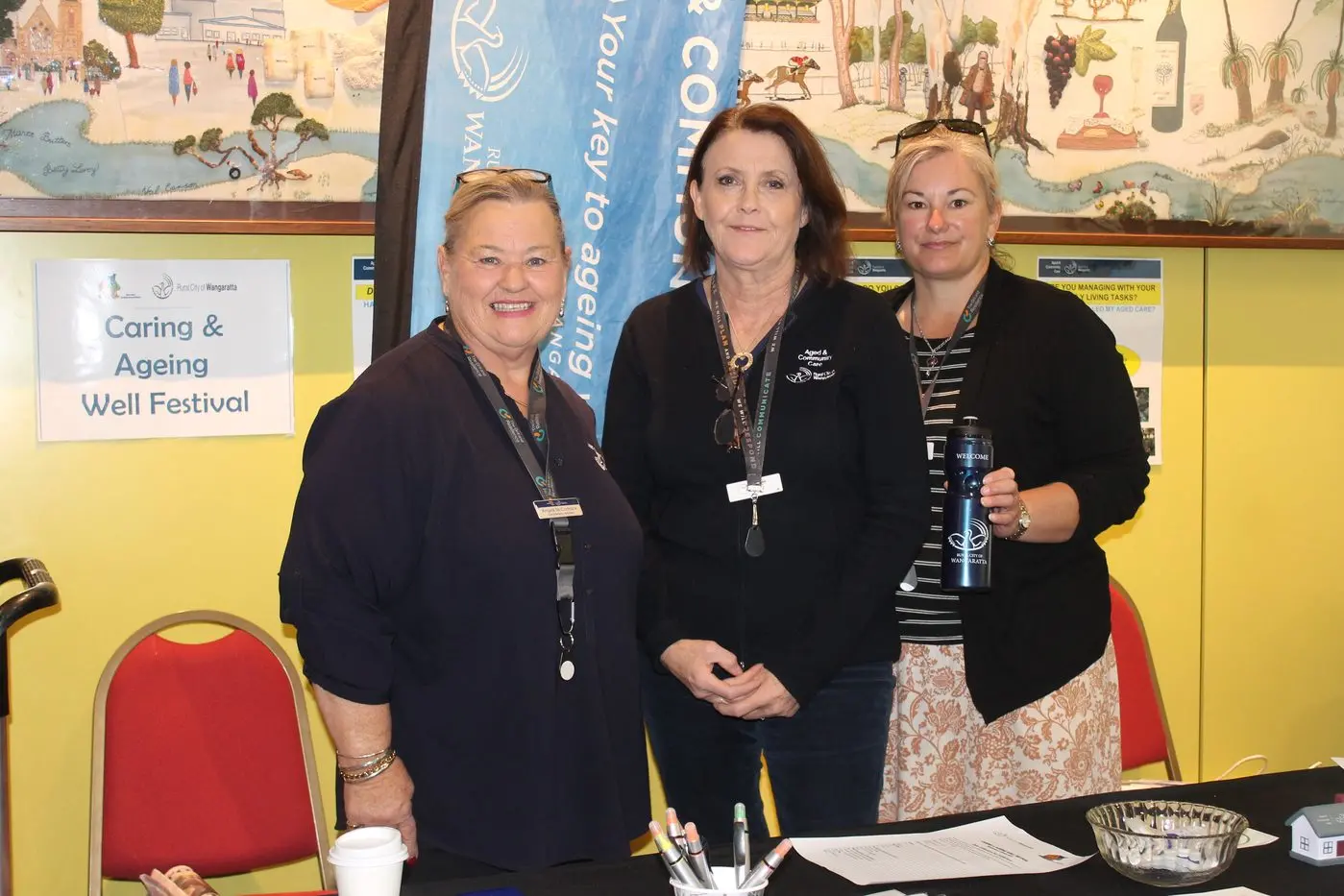 COUNCIL SUPPORT: Angie McCormack, Julie Elward and Colleen Perry Van Der Heyden from the Rural City of Wangaratta welcomed attendees as they arrived. \\nPHOTOS: Agnes Menanopo 