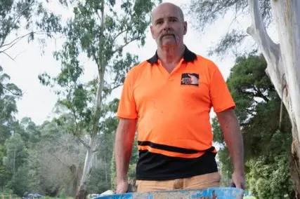CARRYING THE LOAD: Mental health advocate, Trevor Renison, is pushing a wheelbarrow 600km to raise funds and awareness for the suicide rates of tradies. 