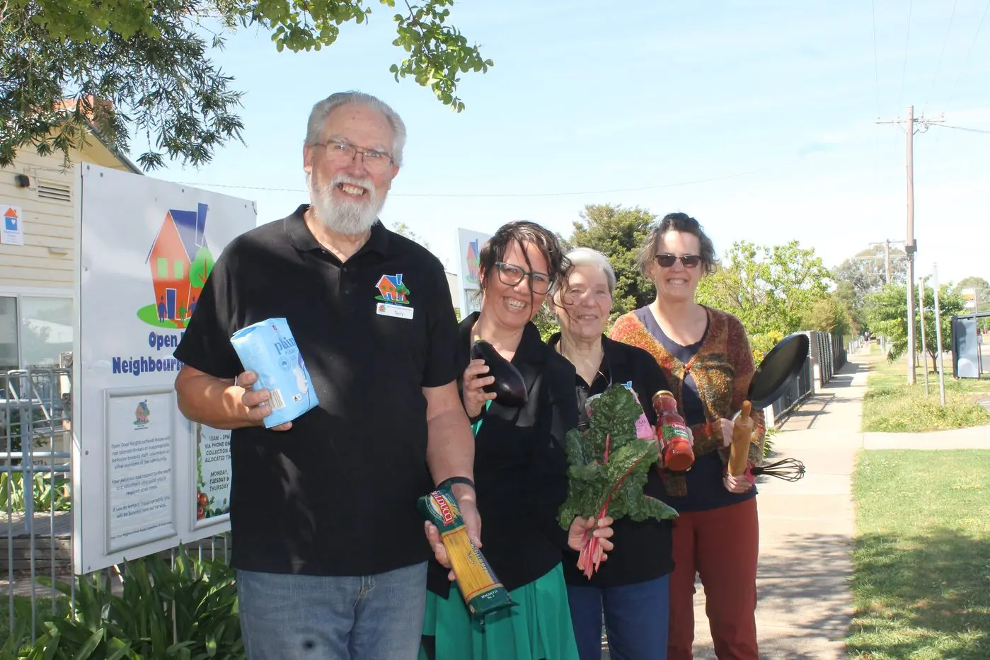 LENDING A HAND: Open Door Neighbourhood House volunteers and staff (from left), Terry Ingleton, Loretta Waters, Lyn Corbett and Tanya Grant, provide provides essential food and items to individuals and families facing financial hardship.