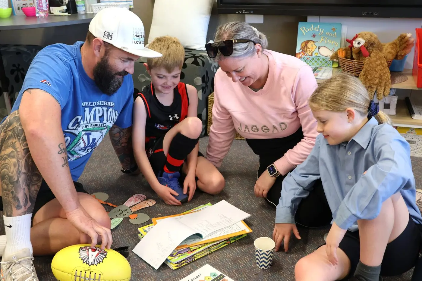 QUALITY TIME: Matthew Walsh, Xavier Walsh, Casie Walsh and Scarlet Walsh were among the families experiencing the junior school learning environment at Cathedral College Wangaratta.