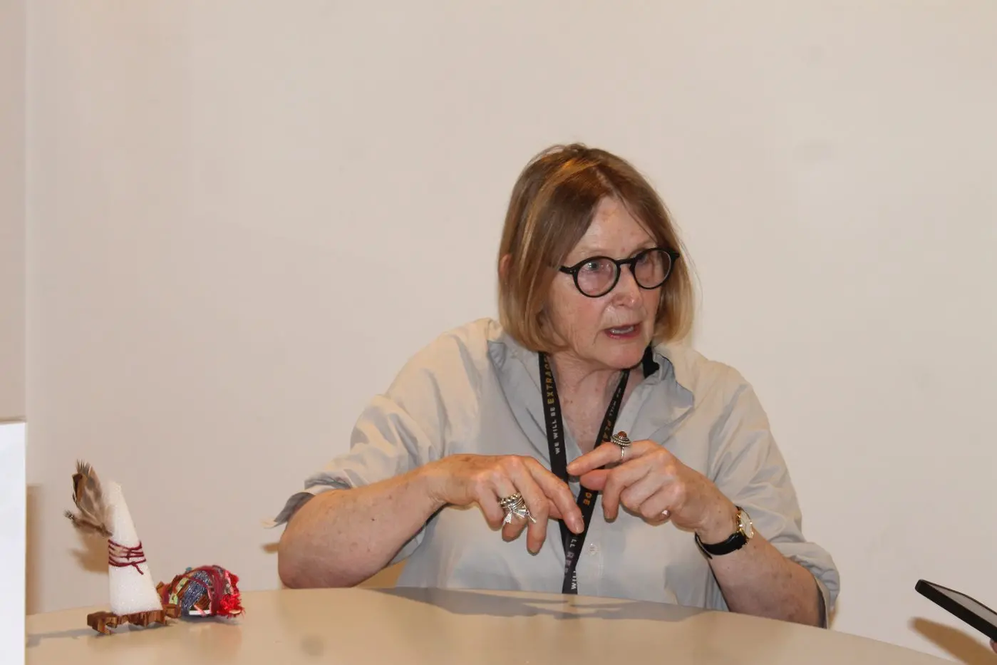 TAKE YOUR TIME: Inga Hanover, Wangaratta Art Gallery exhibition officer, encouraged locals to drop into the gallery and try out the new Analogue Art Club for a more relaxing and creative lunchtime. PHOTO: Agnes Menanopo