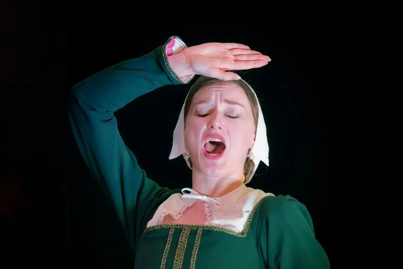 OPERATIC FUN AND GAMES: Flau Fluth (Belinda Dalton) from Lyster Opera\\'s production of The Merry Wives of Windsor, on this Saturday at 2pm at Milawa Hall.