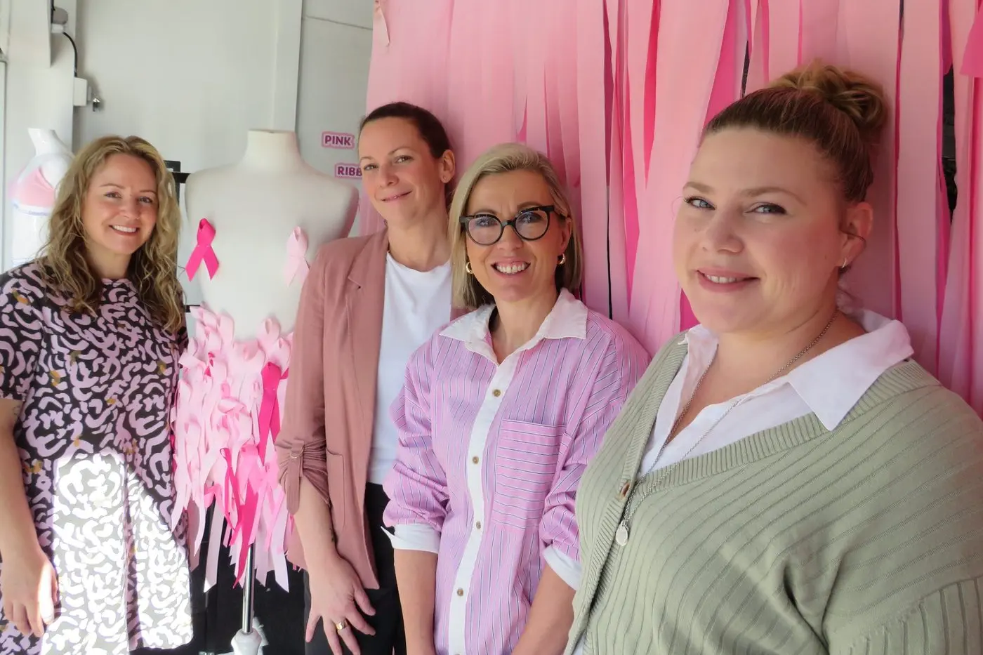 AWARENESS MONTH: Northeast Health Wangaratta breast care nurses Erin Primmer and Sam Cooper with Donna Bella Lingerie owner Lisa Startin and staff member Abbie Poidomani; each October, Donna Bella donates $1 from every bra sold directly to the NHW Breast Cancer Service. PHOTO: Simone Kerwin