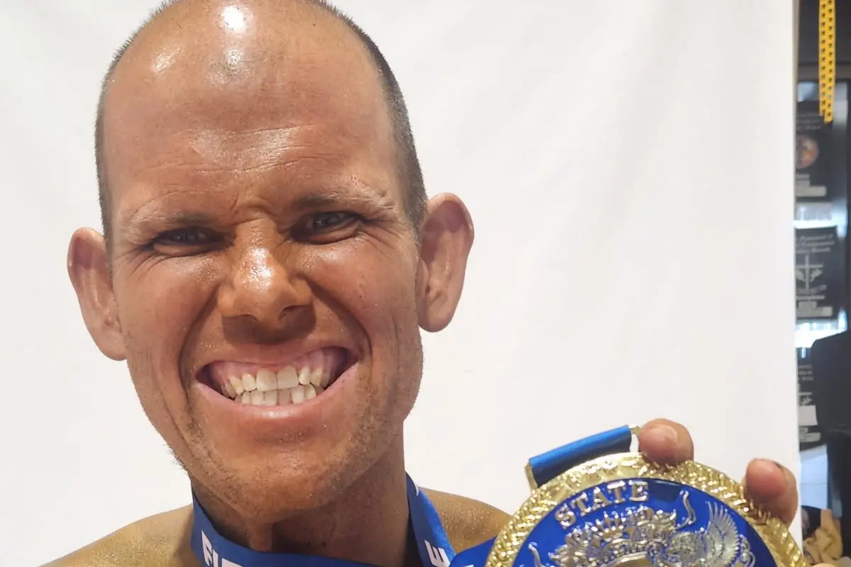 STATE CHAMP: Jimmy \\'Thunder\\' Parkes placed first in the physically challenged men\\'s physique at the ICN championships.
