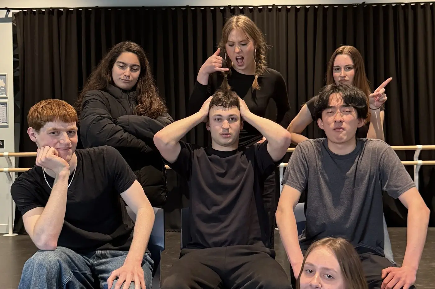 ACCESSIBLE ITALIAN THEATRE: The cast of \\'Non tutti i ladri vengono per nuocere\\', (back) Emiliana Tacconi, Sophie Grant, Abbi Kelly, (centre) Vinnie Delaney Barbara, Marcus Bernardo, Terry Wang and (front) Charlotte Walker will be in Wangaratta on 28 October.