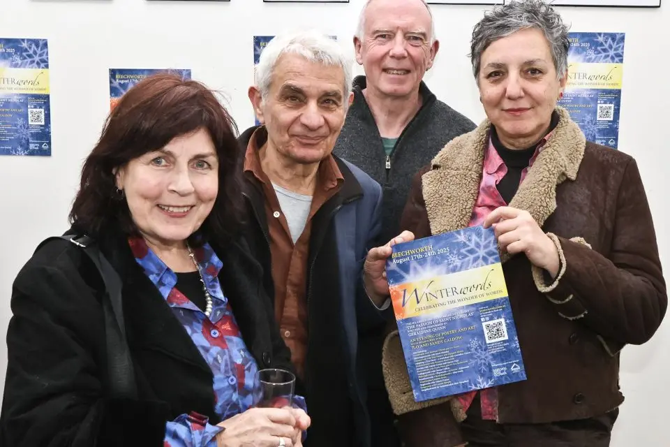 ENJOYED: Melbourne-based poets Sandy Caldow and TT.O, Winterwords committee member Roger Timewell, and Catherine Rinaudo at last Friday night\\u2019s Winterwords official opening. PHOTOS: Gary Coombe