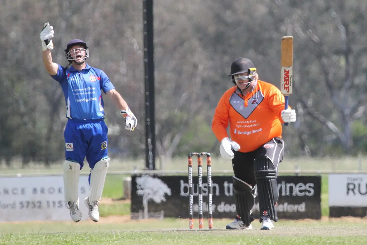 HOWZAT: Brenton Surrey celebrates after taking Conner Forde\\'s edge keeping up to the stumps. PHOTOS: Nathan de Vries