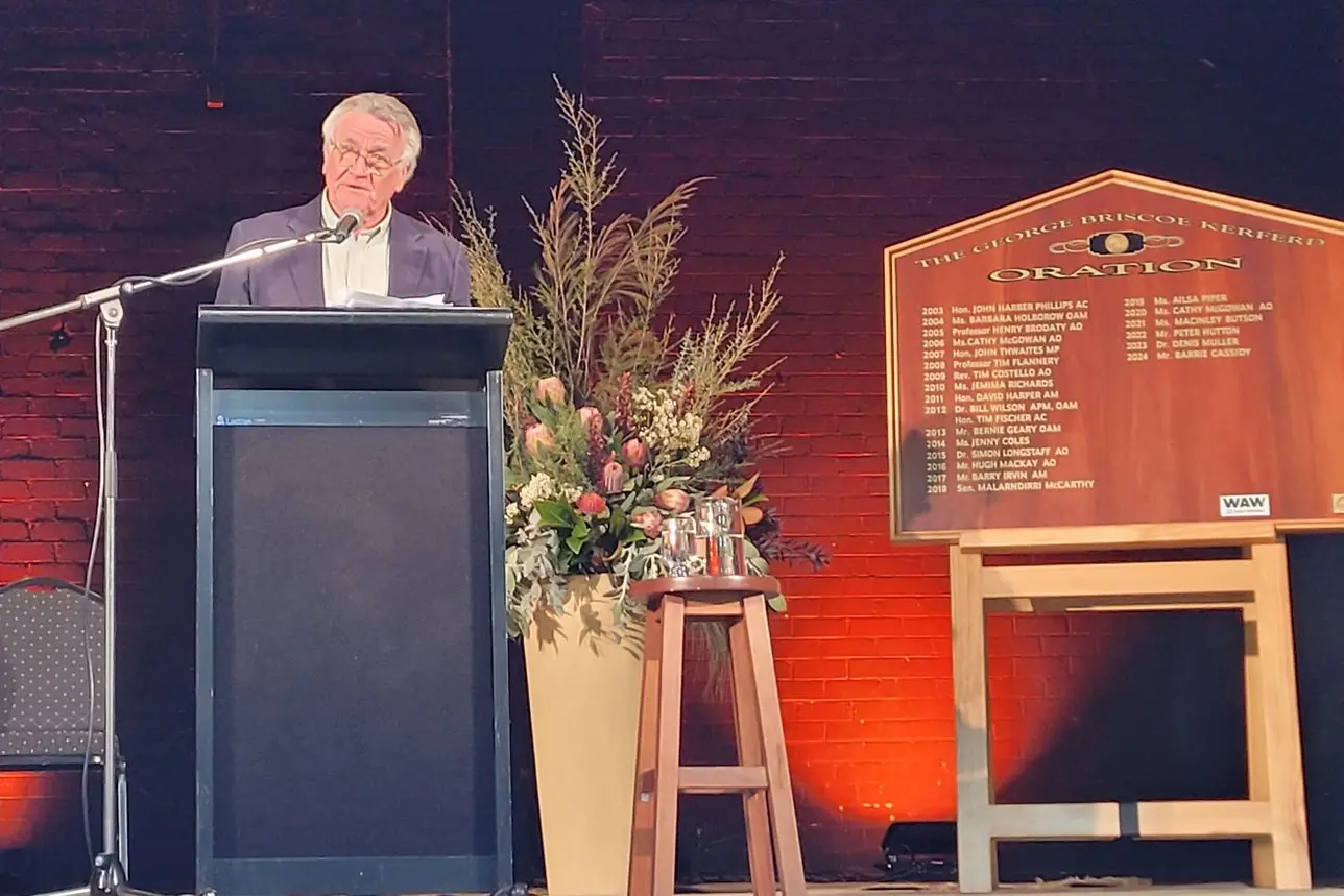 THOUGHT-PROVOKING: High profile former political journalist Barrie Cassidy captured an engaged audience with his Kerferd oration on the \\u2018Fragility of Democracy\\u2019 on Sunday. PHOTOS: Coral Cooksley