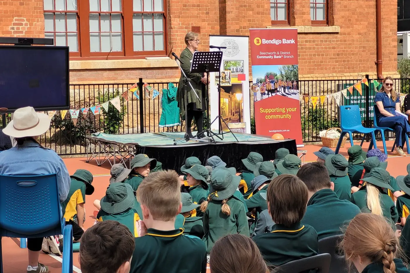 WELCOME: Beechworth Primary School principal Susan McDonald last Friday welcomed guests to the school\\u2019s formal assembly to acknowledge and celebrate a remarkable 150 years of education. PHOTOS: Coral Cooksley