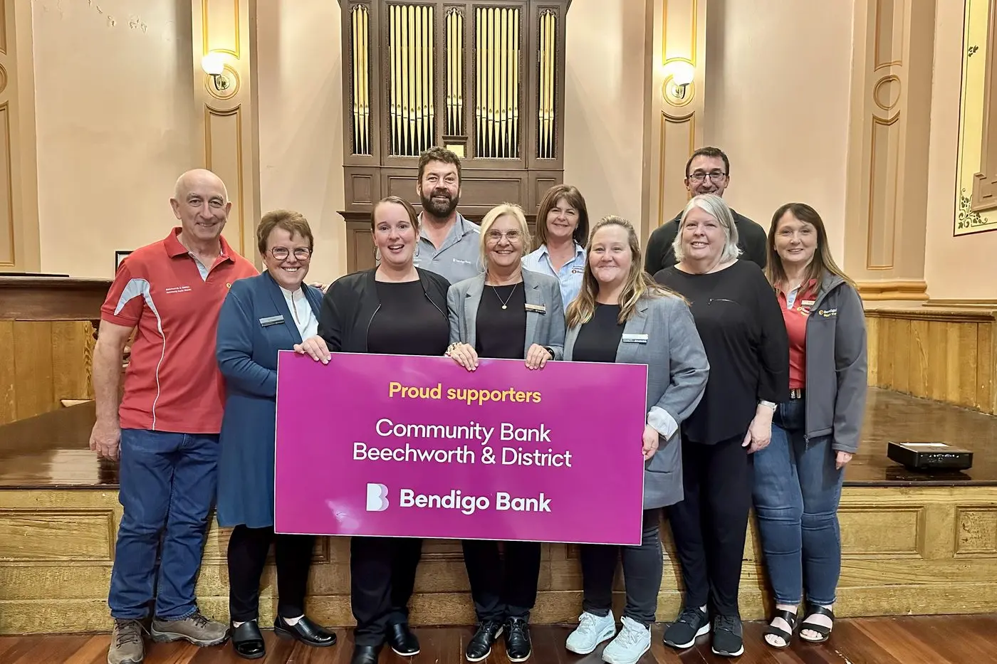 TEAMWORK: Bendigo Bank - Community Bank Beechworth & District Board members and staff proudly supporting local communities. PHOTO: Bendigo Bank.