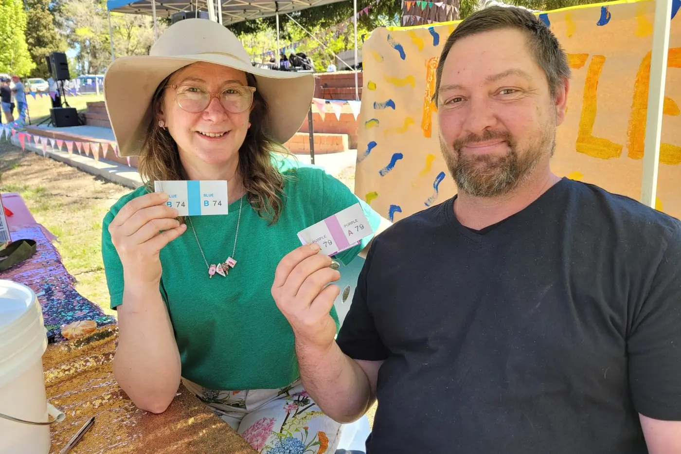 SPECIAL TIMES: Beechworth\\u2019s Natalie Evans and partner Jeremy Gladstone who helped out with the raffle both had attended Beechworth Primary School. PHOTO: Coral Cooksley