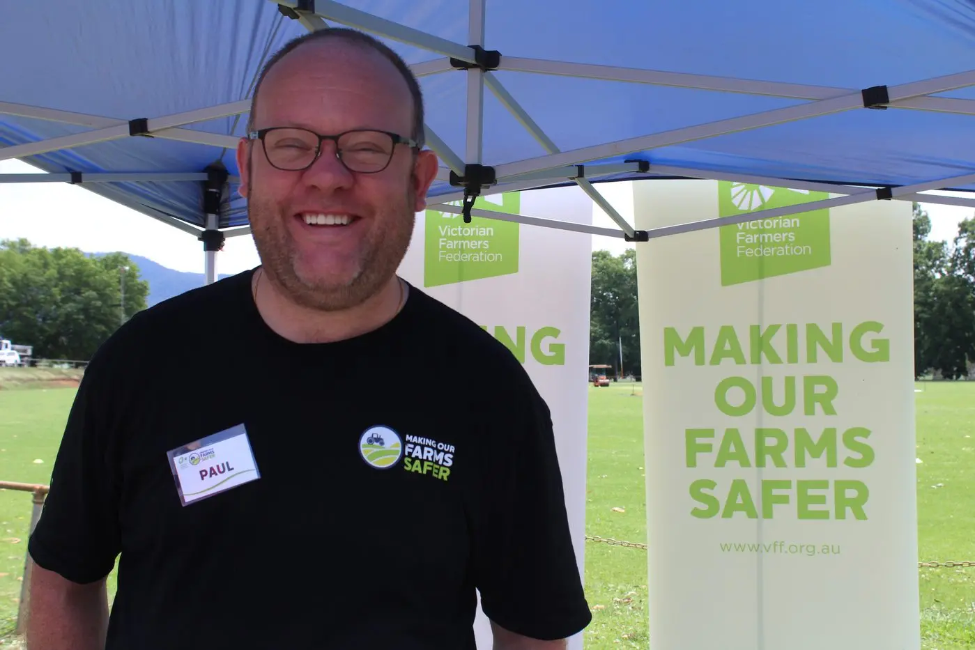 ALL YOU NEED TO KNOW: Paul from the Victorian Farmers Federation Making our Farms Safer project  was at site 50 sharing safety resources, facilitating safety visit registrations, and answering farm safety queries. PHOTOS: Emma OIiver