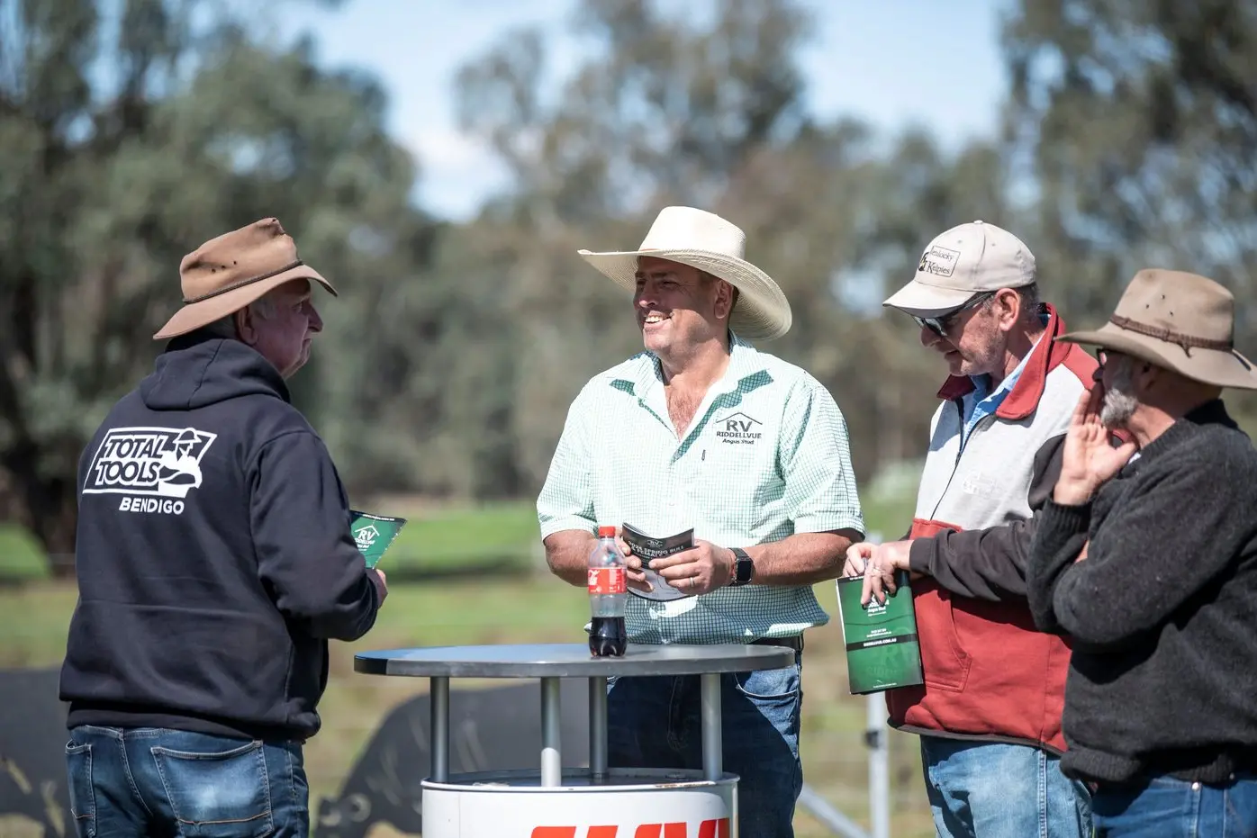 MARK IT IN THE DIARY: The annual spring sale will be held on-farm at the stud\\'s Markwood location and interfaced with AuctionsPlus, with stud principal Ian Bates (second from left) on-hand to answer any questions.