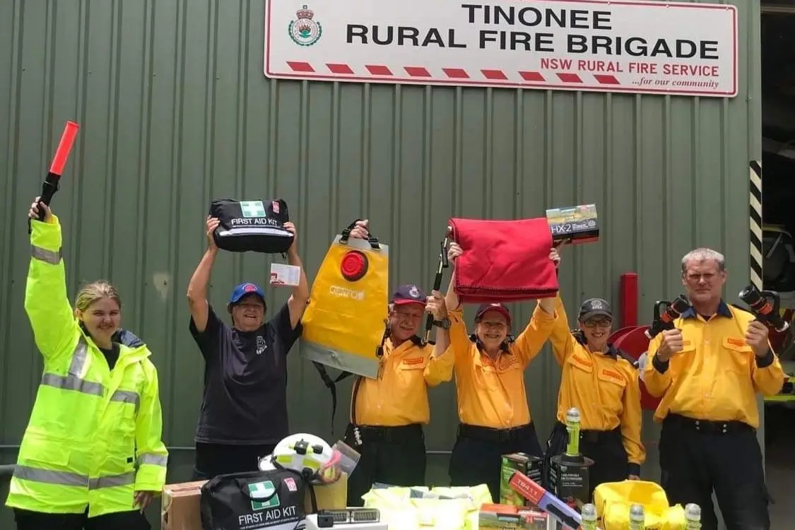 RECIPIENTS: Tinonee Rural Fire Brigade received funding to develop two emergency \"Go\" bags for when members need to use personal vehicles in times of emergency to enhance their safety. The Go bags include items such as battery powered torches, fire blankets, safety beacons, fire extinguisher, drinking water, first aid kit and navigation aids. Id:22225
