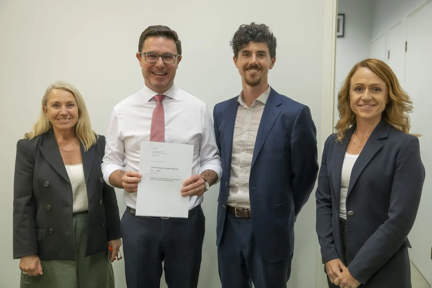 REGULATE THE INDUSTRY: Jackie Brian, David Littleproud, Damien Rankine and Niki Ford with the organics bills which has been submitted in federal parliament.